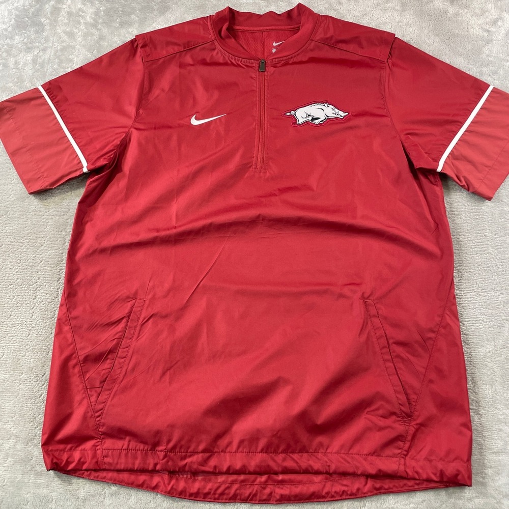 Arkansas Razorbacks Hot Jacket Nike Mens Large 1/4 Zip NCAA College Vented